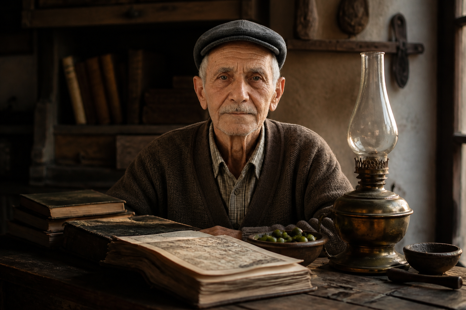 Ragıp Ekinci, eski kitapların yanında